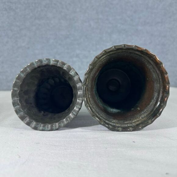 Vintage Tin over copper 2 Vases made in Egypt Cottagecore boho french country - Picture 6 of 6